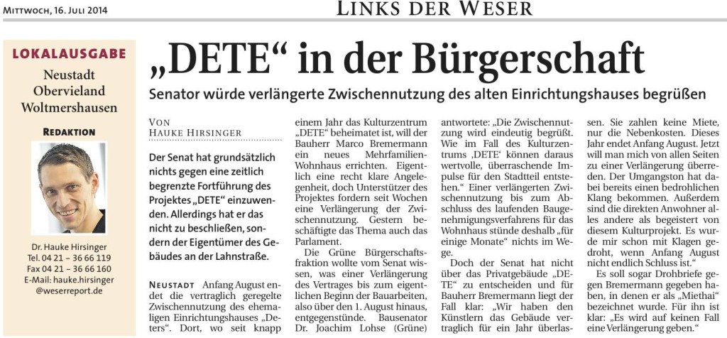 DETE in der Bürgerschaft SW